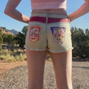 Universal Thread Jean Shorts with Red and Multicolor Art